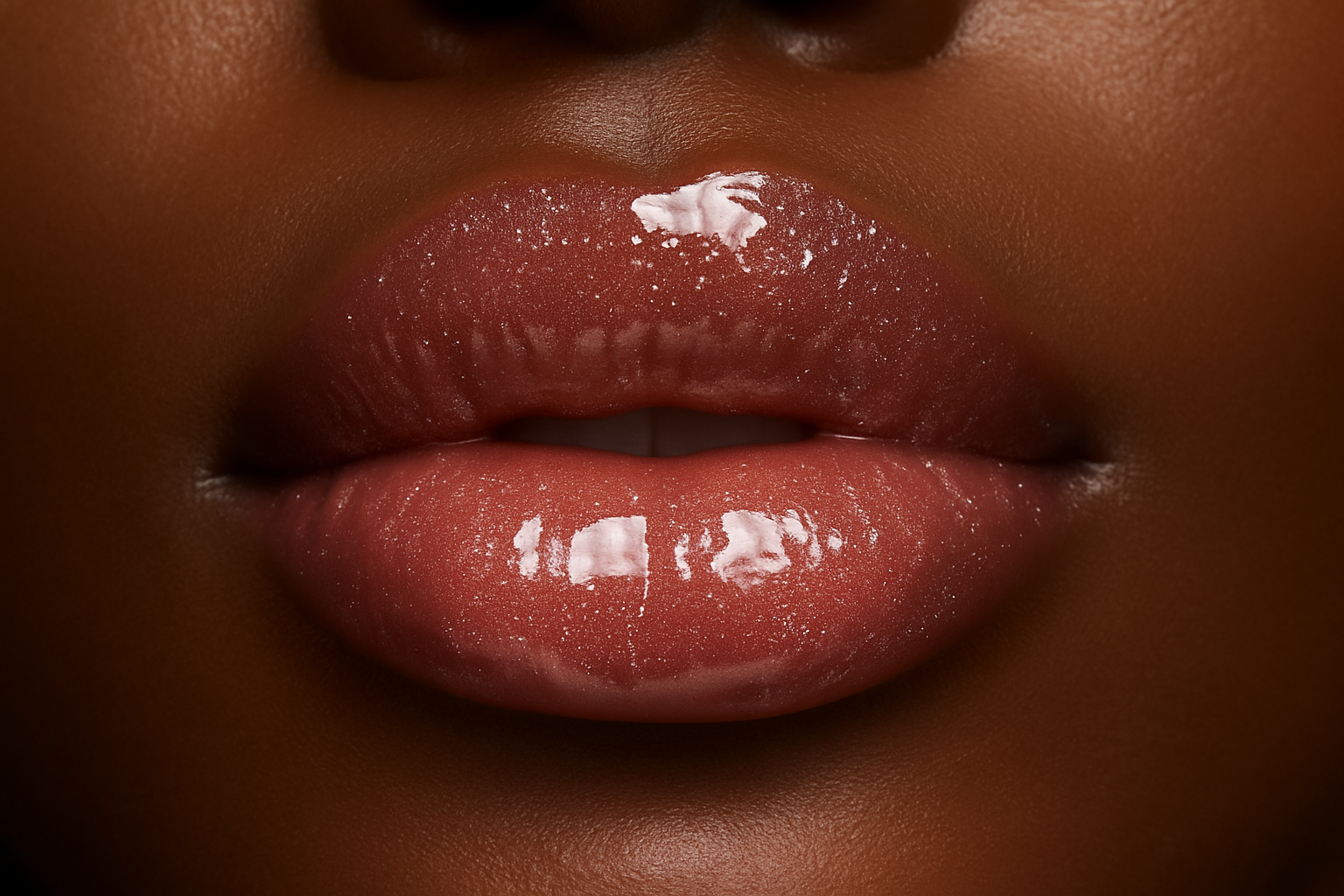Beautiful lips with glossy lip gloss
